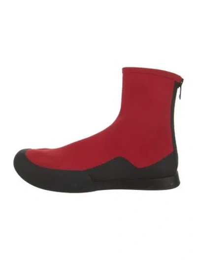 Pre-owned The Row Scuba Neoprene Chelsea Boots In Red