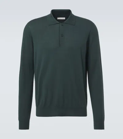 The Row Selio Cashmere Polo Sweater In Green