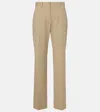 The Row Selvie Straight Leg Cotton Twill Pants In Beige
