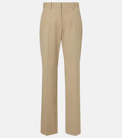 The Row Selvie Cotton Straight Pants In Beige
