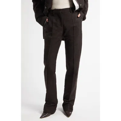 The Row Selvie Mélange Straight Leg Pants In Dark Brown Melange