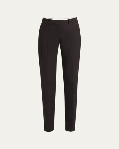 The Row Selvie Skinny Leg Wool Pants In Dark Brown Melange