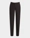 The Row Selvie Skinny Leg Wool Pants In Dark Brown Melange