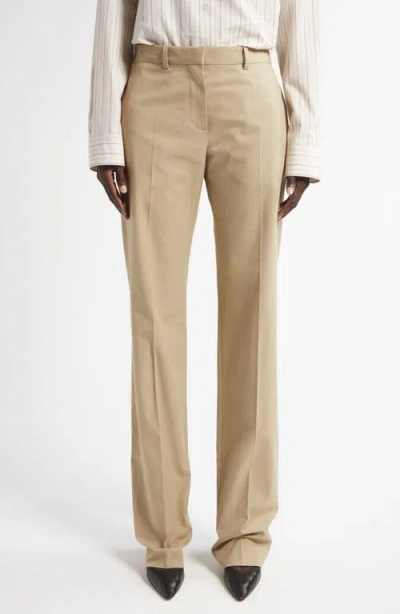 The Row Selvie Straight Leg Cotton Twill Pants In Khaki