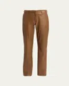 The Row Selviese Straight Leg Leather Pants In Dark Brown