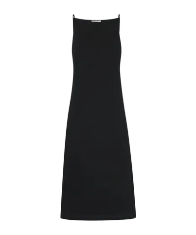 The Row Seraphina Silk-crepe Midi Dress In Black
