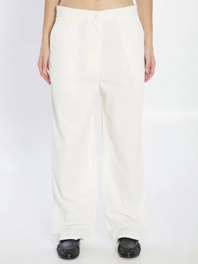 The Row Sharka Straight-leg Cotton-blend Trousers In White