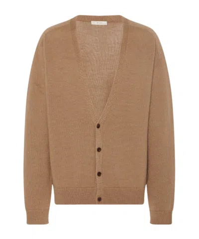 The Row Sheldon Wool And Silk Cardigan In Brown