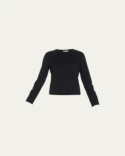 The Row Sherman Long-sleeve Cotton Tee In Black