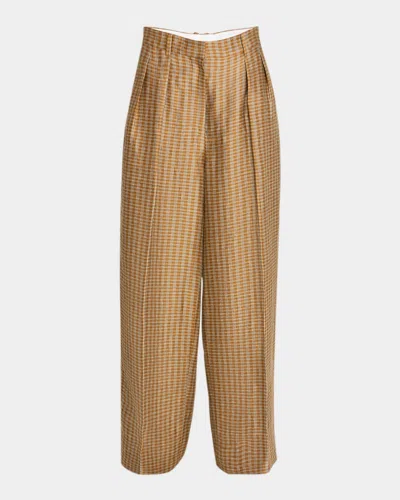 THE ROW SHERRY PRINTED WIDE LEG LINEN PANTS