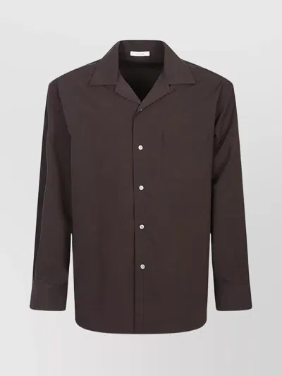 The Row Shirt With Cuffed Sleeves And Pointed Collar In Brown