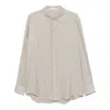 The Row Luigi Striped Shirt In Neutrals/grey