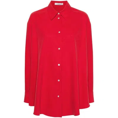 The Row Andra Oversized Silk Shirt In Red