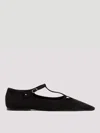 The Row Black Square T-strap Ballerina Flats In Black