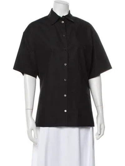 Pre-owned The Row Short Sleeve Button-up Top In Black