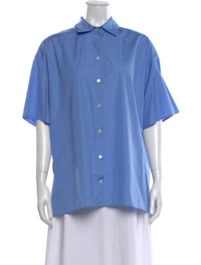 Pre-owned The Row Short Sleeve Button-up Top In Blue