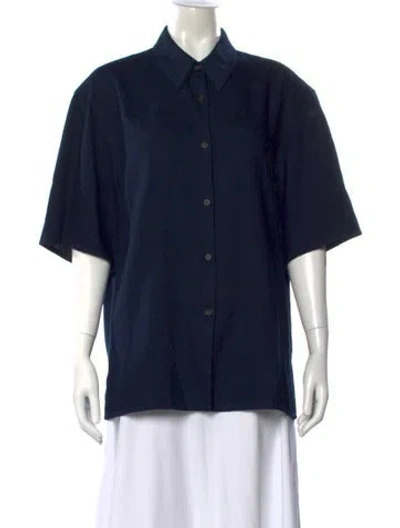 Pre-owned The Row Short Sleeve Button-up Top In Blue