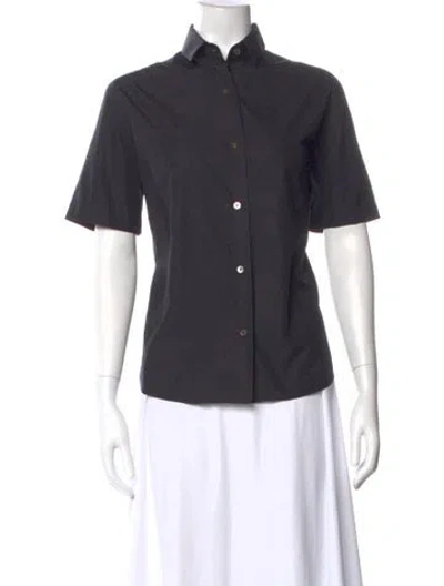 Pre-owned The Row Short Sleeve Button-up Top In Gray