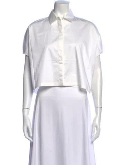 Pre-owned The Row Short Sleeve Button-up Top In White