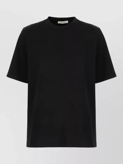 The Row Short Sleeve Crew Neck Plain Top In Black