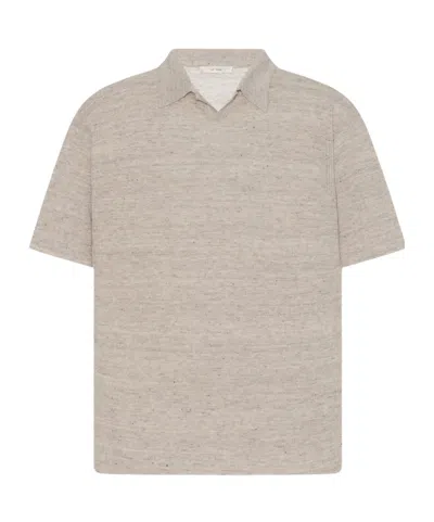 The Row Short-sleeved Polo Shirt In Light Pebble Color