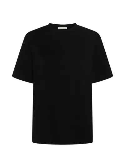 The Row Logo-embroidered Crewneck T-shirt In Black