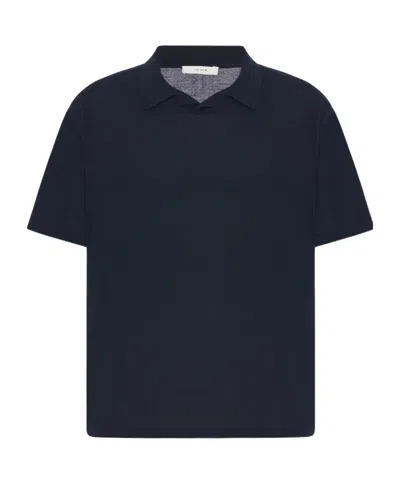 The Row Short-sleeved Wool Polo Shirt In Black