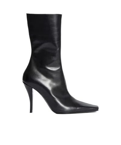 The Row Shrimpton Leather Ankle Boots In Black