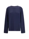 The Row Crew Neck Long Sleeve Sweater In Blue