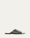 The Row Signum Calfskin Flat Slipper Sandals In Black
