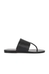 The Row Signum Leather Flat Sandals In Black
