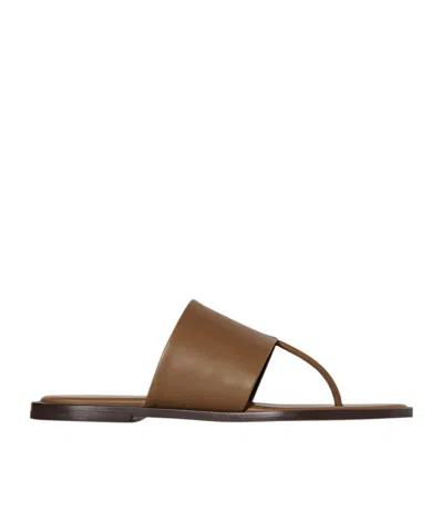 THE ROW SIGNUM LEATHER FLAT SANDALS