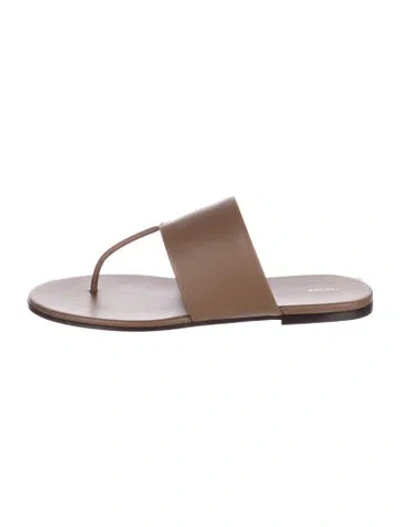 Pre-owned The Row Signum Leather Flip Flops In Brown