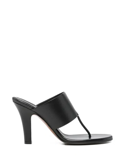 Pre-owned The Row Signum Leather Sandals In Black