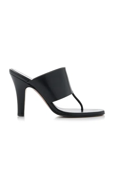 The Row Signum Leather Heeled Thong Sandals In Black