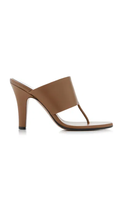 The Row 90mm Signum Leather Sandals In Fawn