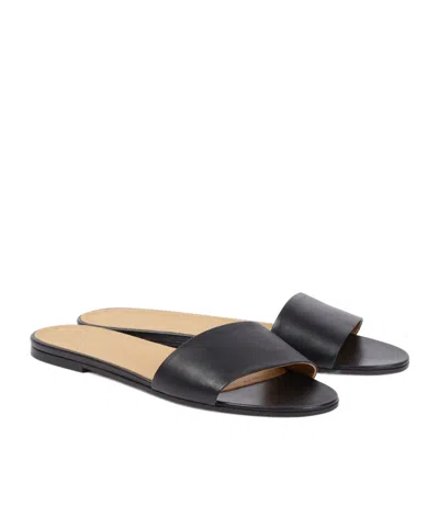 The Row Signum Leather Slides In Black