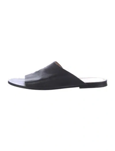 Pre-owned The Row Signum Leather Slides In Black
