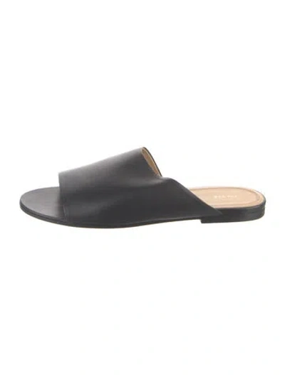 Pre-owned The Row Signum Leather Slides In Black/neutrals