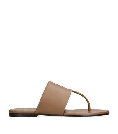 The Row Signum Leather Thong Sandals In Faw Fawn