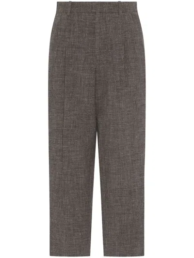 The Row Silas Silk & Linen Pants In Dark Coffee