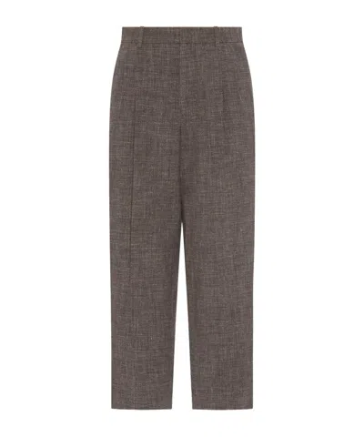 The Row Silas Pant In Silk, Linen, And Virgin Wool In Dark Brown