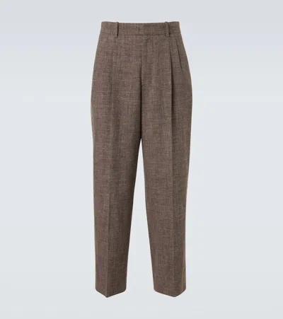 The Row Silas Silk, Linen, And Wool Straight Pants In Brown