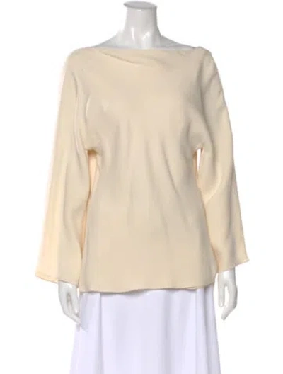 Pre-owned The Row Silk Bateau Neckline Blouse In Neutral
