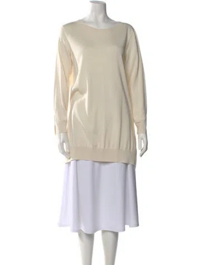 Pre-owned The Row Silk Bateau Neckline Sweater In White