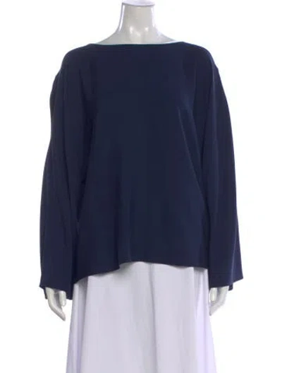 Pre-owned The Row Silk Bateau Neckline Top In Blue