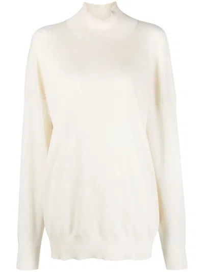 The Row High-neck Silk-blend Jumper In Nude