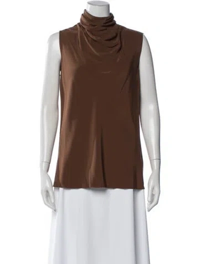 Pre-owned The Row Silk Cowl Neck Top In Brown