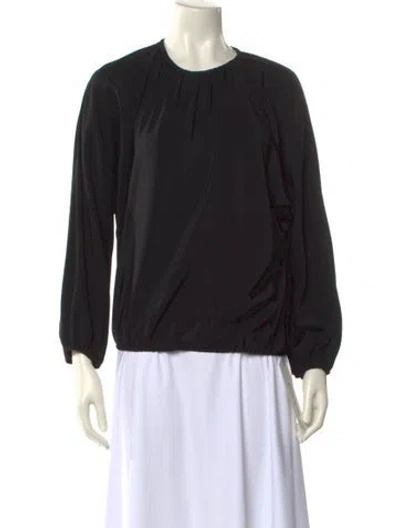 Pre-owned The Row Silk Crew Neck Blouse In Black