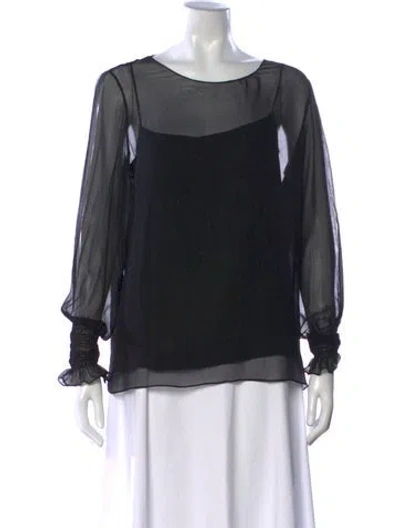 Pre-owned The Row Silk Crew Neck Blouse In Black
